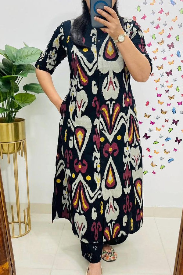 Classic Printed Straight Cut Kurti Set (DW)