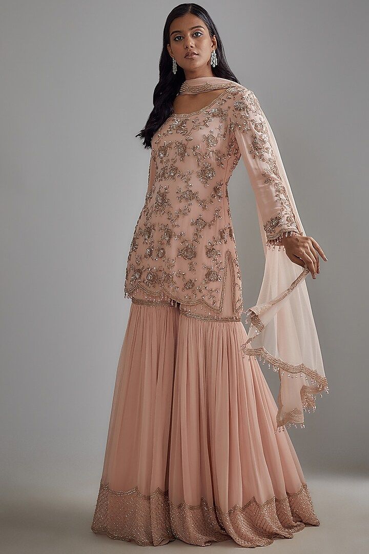 Pastel Shade Sharara Kurti Set