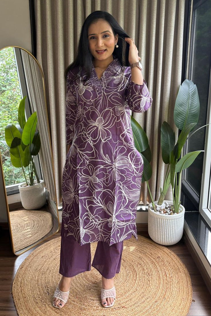 Minimal Ethnic 3PC Cotton Kurti Set