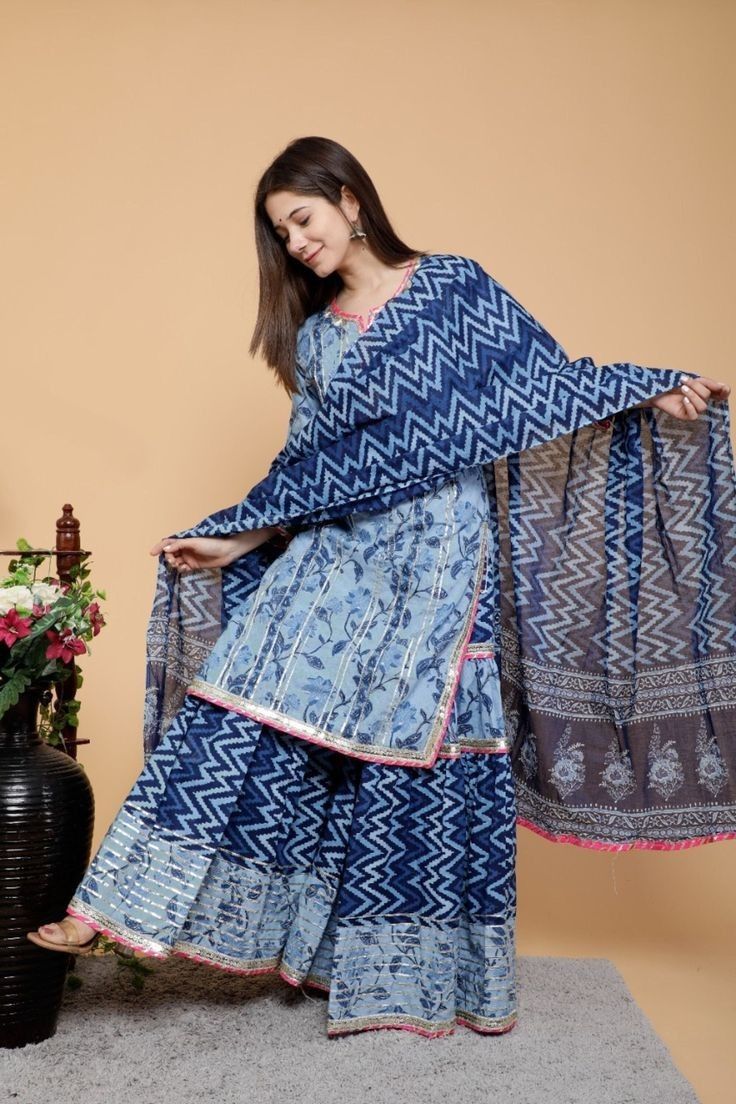 Floral Printed Sharara Kurti Set