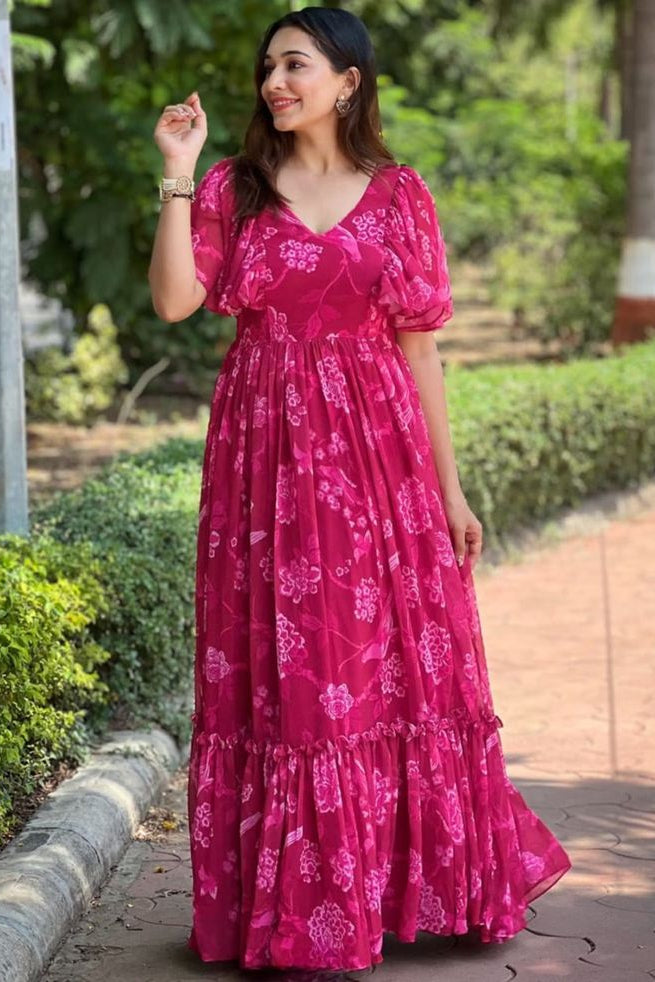 Floral Printed Party Wear Frock