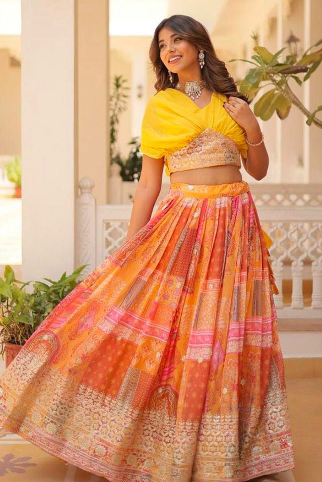 Festive Wear Crop Top Skirt Set