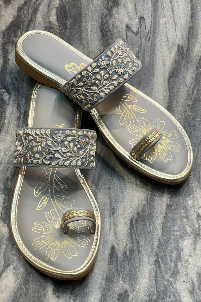 Ethnic Embellished Flat Sandals