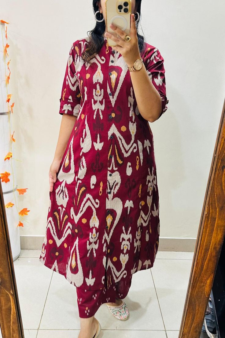Classic Printed Straight Cut Kurti Set (DW)